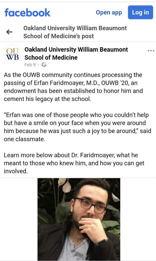 Dr. Erfan faridmoayer's Tribute Post Image